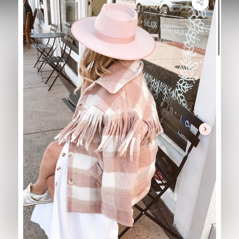 Blush Pink Plaid Shacket - Picture 3 of 4